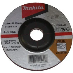 Disco Desbaste Acero Inox. 5" (125 X 6 X 22.23) Wa A-80656 Makita