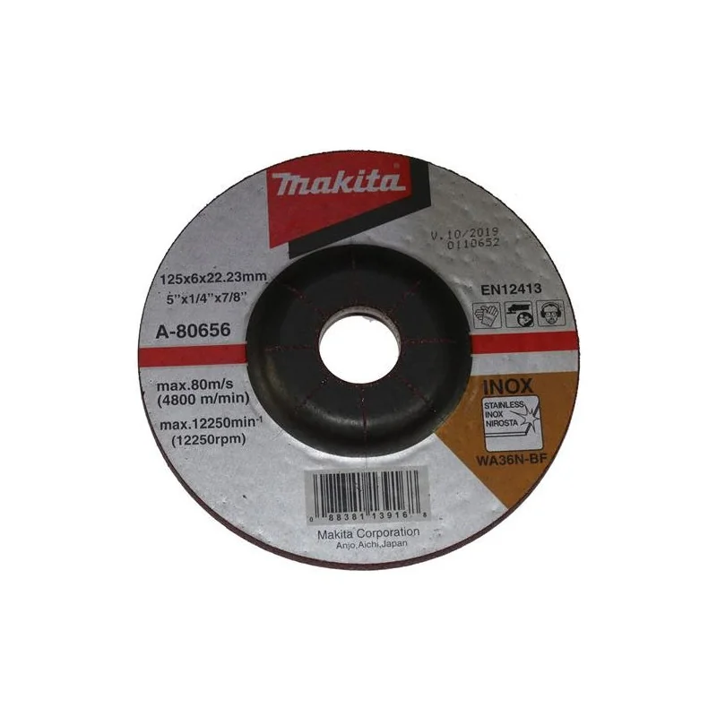 DISCO DESBASTE ACERO INOX. 5" (125 X 6 X 22.23) WA A-80656 MAKITA