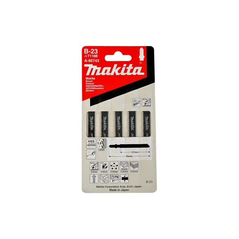 HOJA CALAR HSS T118B B-23 (14T X 51MM) P/MADERA-AL A-85743 MAKITA