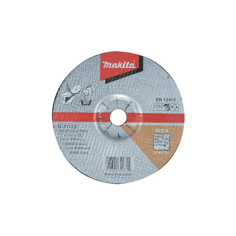 DISCO DESBASTE ACERO INOX. 7" (180 X 6 X 22.23) TR B-21135 MAKITA