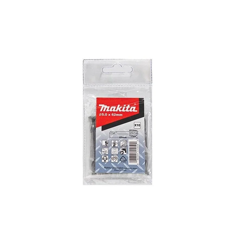 BROCA METAL DOBLE PUNTA HSS 5.2X62MM (10UN) B-27028 MAKITA