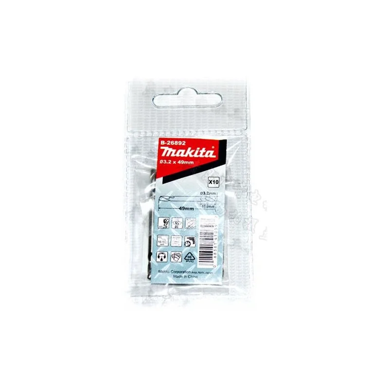 BROCA METAL DOBLE PUNTA HSS 3.2X49MM (10UN) B-26892 MAKITA