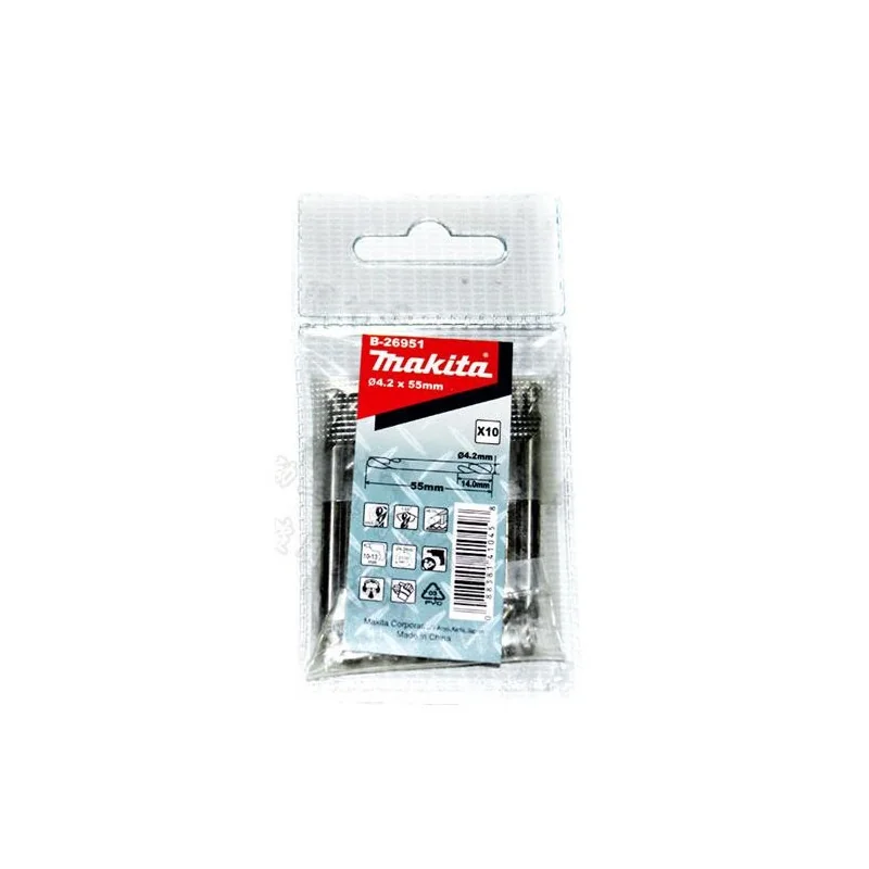 BROCA METAL DOBLE PUNTA HSS 4.2X55MM (10UN) B-26951 MAKITA