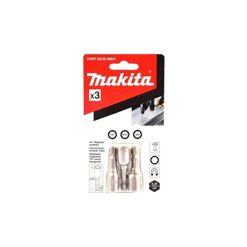 PUNTA DADO MAGNETICO SET 1/4-5/16-3/8" (1/4"X48MM) B-38847 MAKITA