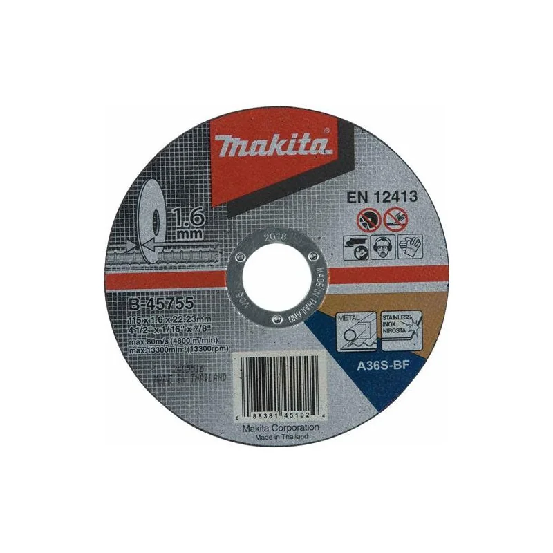 DISCO CORTE METAL/INOX 4-1/2" (115 X 1.6 X 22.23) B-45755 MAKITA