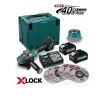 Combo 40V Xgt Esmeril 4.1/2" Ga004G + 2 Baterías 4.0Ah + Cargador + Discos + Grata + Caja Makpac GA040GM202-1 Makita