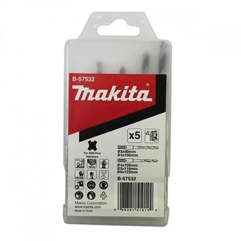 Set Brocas Sds-Plus Metal-Madera Estuche 5Pz B-57532 Makita