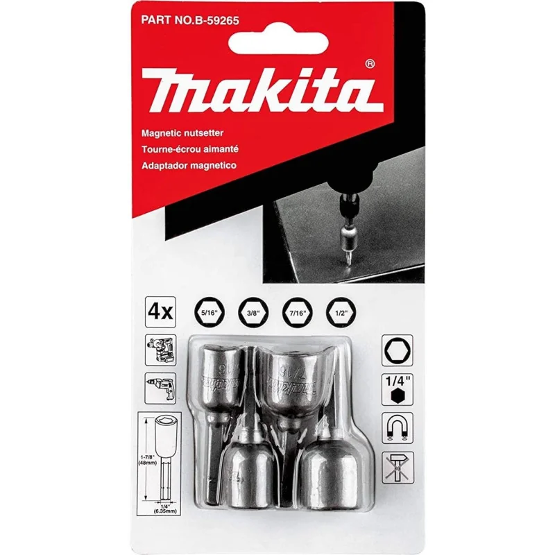 PUNTA DADO MAGNETICO SET 5/16-3/8-7/16-1/2" (1/4"X B-59265 MAKITA