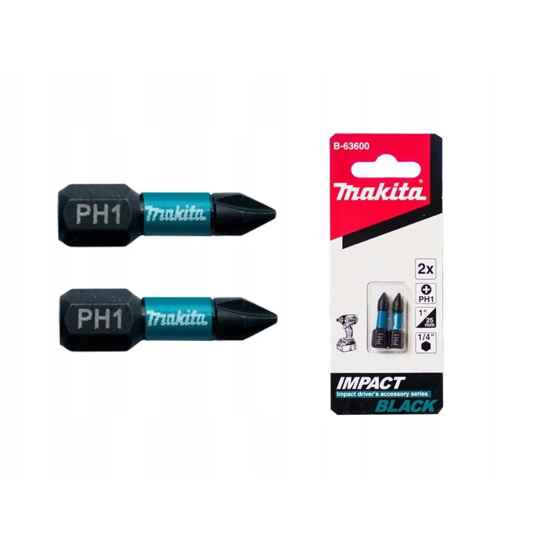 PUNTA CRUZ IMPACT BLACK PH 1 (1/4"X25MM) BLISTER B-63600 MAKITA
