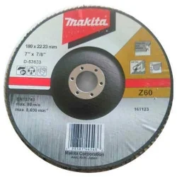 DISCO TRASLAPADO 7" (180 X 22) GR 60 ZIRCON METAL/ D-53833 MAKITA
