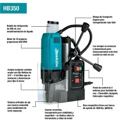 TALADRO MAGNETICO 1 3/8" (35MM) 1050W 850RPM HB350 MAKITA