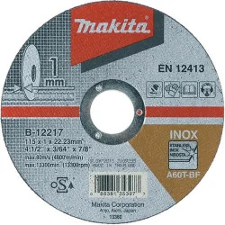 DISCO CORTE ACERO INOX. 4-1/2" (115 X 1.0 X 22.23 B-12217 MAKITA