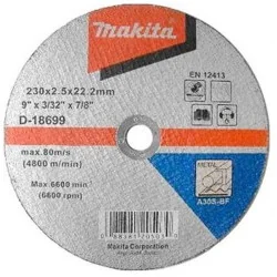 Disco Corte Metal 9"(230X2.5X22.23) Recto A30 D-18699 Makita