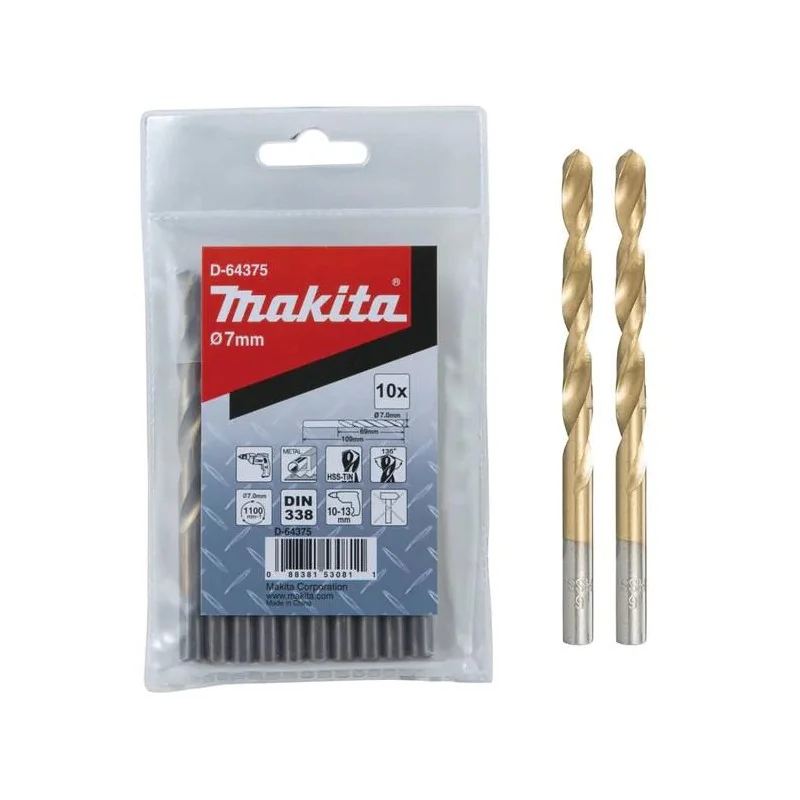 Set Brocas Metal HSS-TiN 10 Piezas Makita D-64375