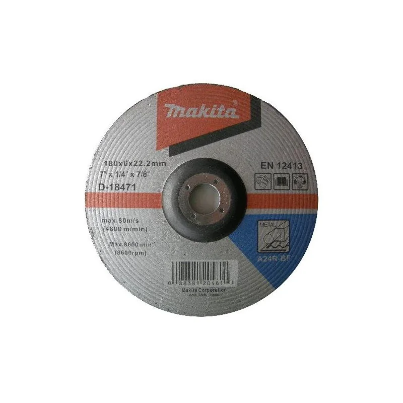 DISCO DESBASTE METAL 7" (180 X 6 X 22.23) CD A24R- D-18471 MAKITA