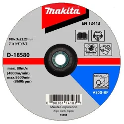 DISCO CORTE METAL 7" (180 X 3 X 22.23) CD A30S-BF D-18580 MAKITA