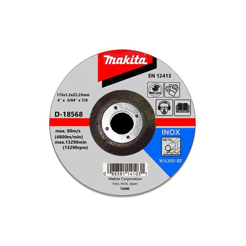 DISCO CORTE METAL 4-1/2" (115 X 3 X 22.23) CD A30S D-18568 MAKITA