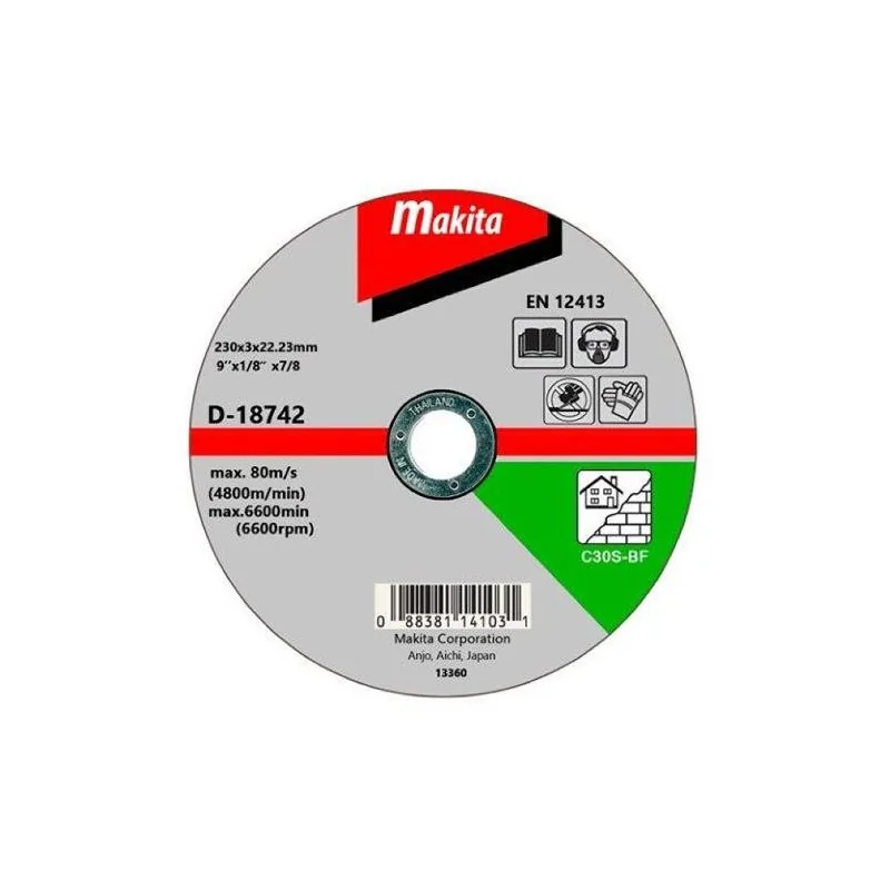 DISCO CORTE PIEDRA 9" (230 X 3 X 22.23) RECTO C30S D-18742 MAKITA