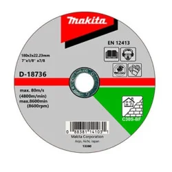 DISCO CORTE PIEDRA 7" (180 X 3 X 22.23) RECTO C30S D-18736 MAKITA