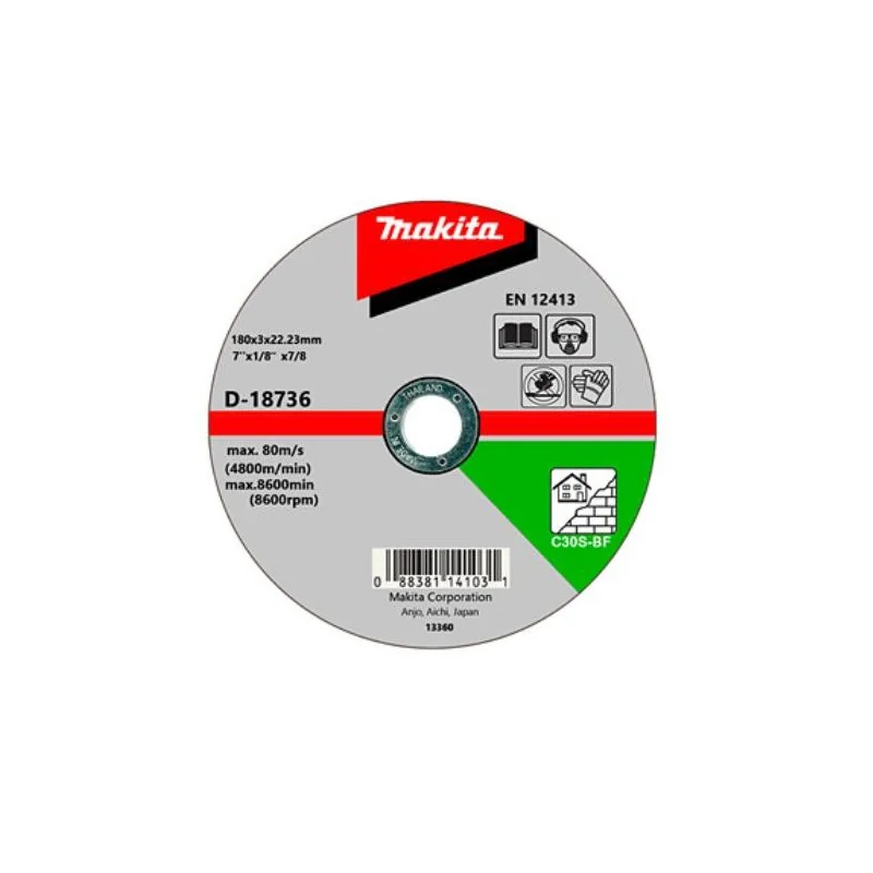 DISCO CORTE PIEDRA 7" (180 X 3 X 22.23) RECTO C30S D-18736 MAKITA