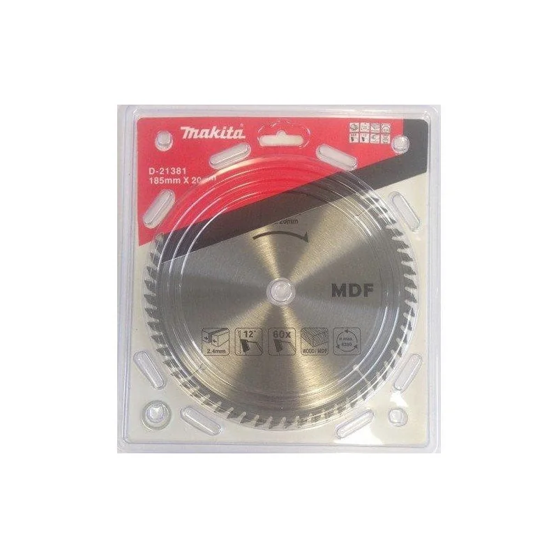 Disco Sierra 7-1/4"X 5/8" X 60 Dte Madera-Mdf D-21381 Makita
