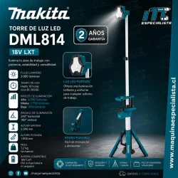 LAMPARA TORRE ILUMINACION 2 POSICIONES 2.240Mm 18V DML814 MAKITA