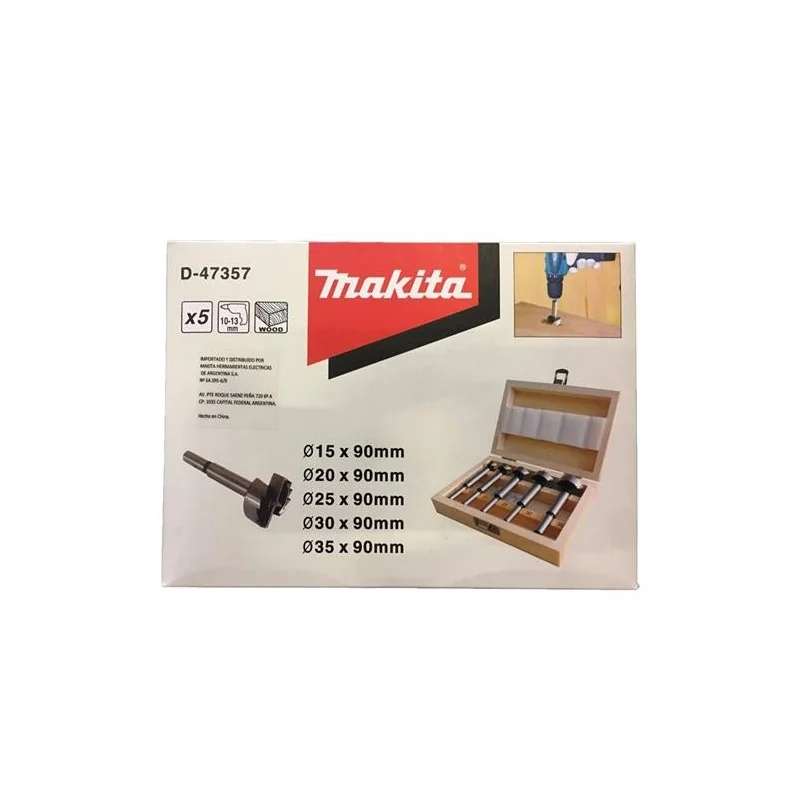 Broca Bisagra / Forstner Madera 5Pcs/Set (15Mm-20Mm-25Mm-30Mm D-47357 Makita