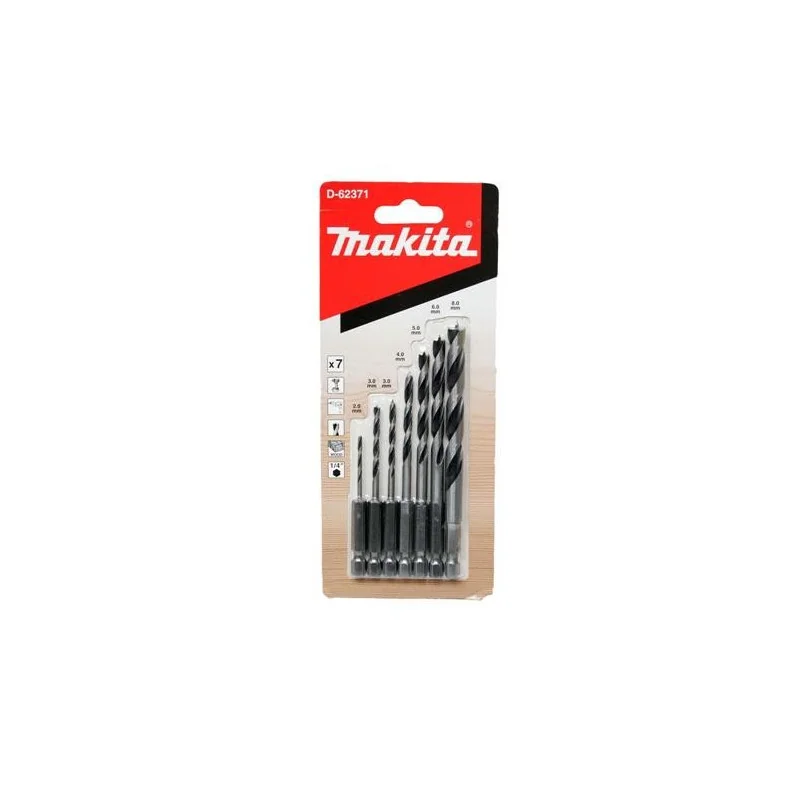 Set Brocas Madera 7Pz(1/4" Toma Hex)(2Mm.3Mm.3Mm.4 D-62371 Makita
