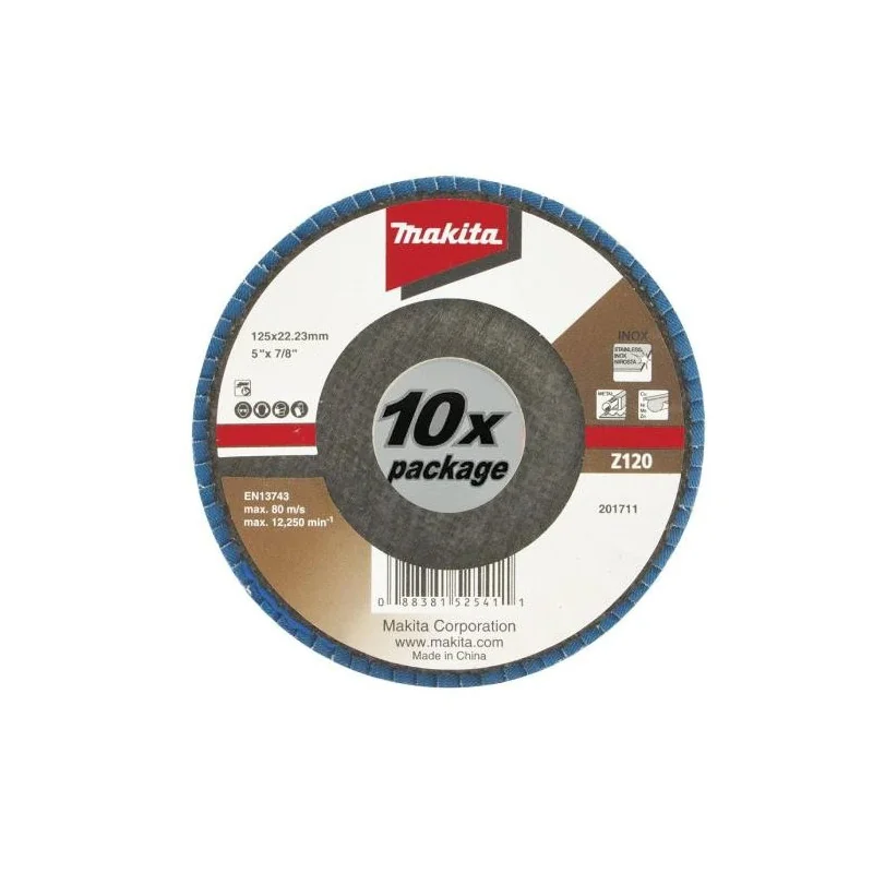 DISCO TRASLAPADO 5" (125 X 22) GR 120 - ZIRCON MET D-63812-10 MAKITA