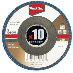 Disco Traslapado 4 1/2" (115 X 22) Gr 40 - Zircon D-63747-10 Makita