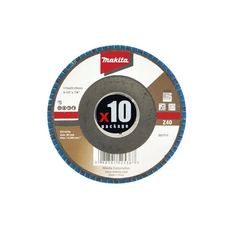 DISCO TRASLAPADO 4 1/2" (115 X 22) GR 40 - ZIRCON D-63747-10 MAKITA