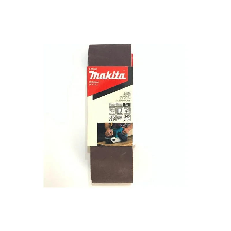 LIJA DE BANDA 3 X 21"3PZS GRANO 240 P/MADERA-METAL D-59330 MAKITA