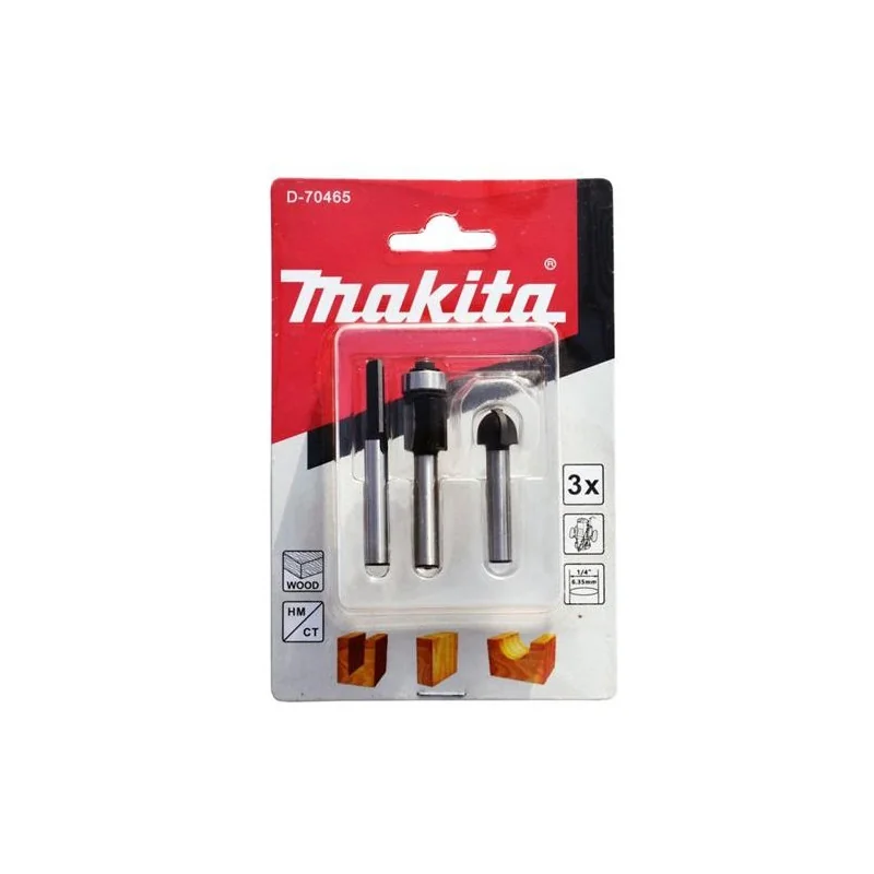 SET 3 FRESAS (RECTA 1/4"-1/2"-MEDIA CAÑA 1/2") TOM D-70465 MAKITA