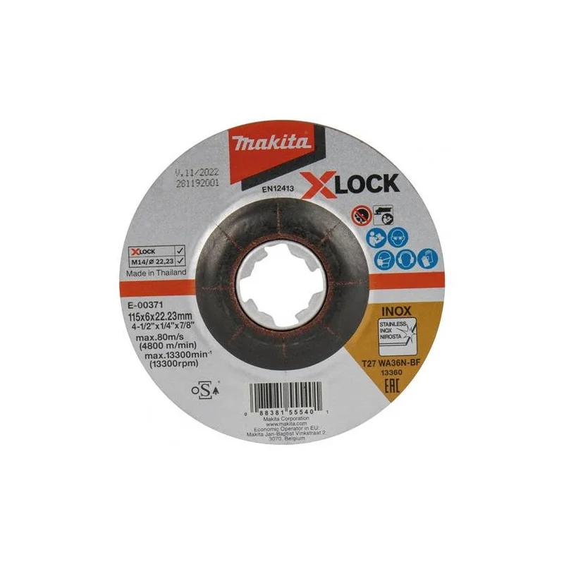 DISCO DESBASTE METAL/INOX 4-1/2" (115 X 6 X 22.23) E-00371 MAKITA