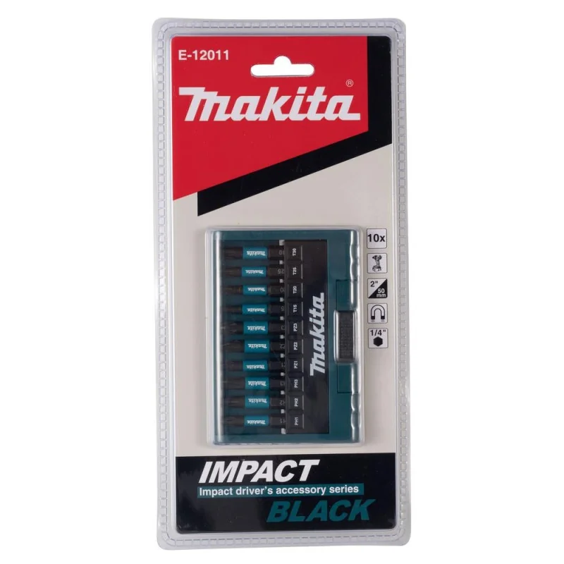 Puntas Set Impact Black Ph-Pz-Tx (1/4"X50) 10Pz E-12011 Makita