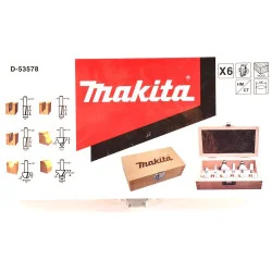 Set De Fresas 6 Unidades Toma 1/4" Madera D-53578 Makita