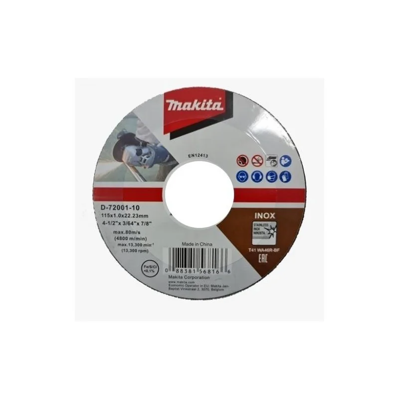DISCO CORTE ACERO INOX. 4-1/2" (115 X 1,0 X 22,23) D-72001 MAKITA