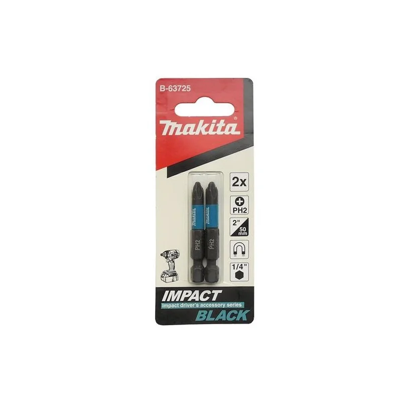 PUNTA CRUZ IMPACT BLACK PH 2 (1/4"X50MM) BLISTER B-63725 MAKITA