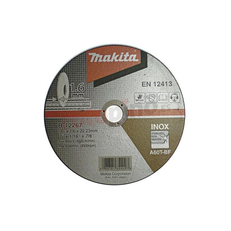DISCO CORTE ACERO INOX. 7" (180X 1.6 X 22.23) CD B-12267 MAKITA