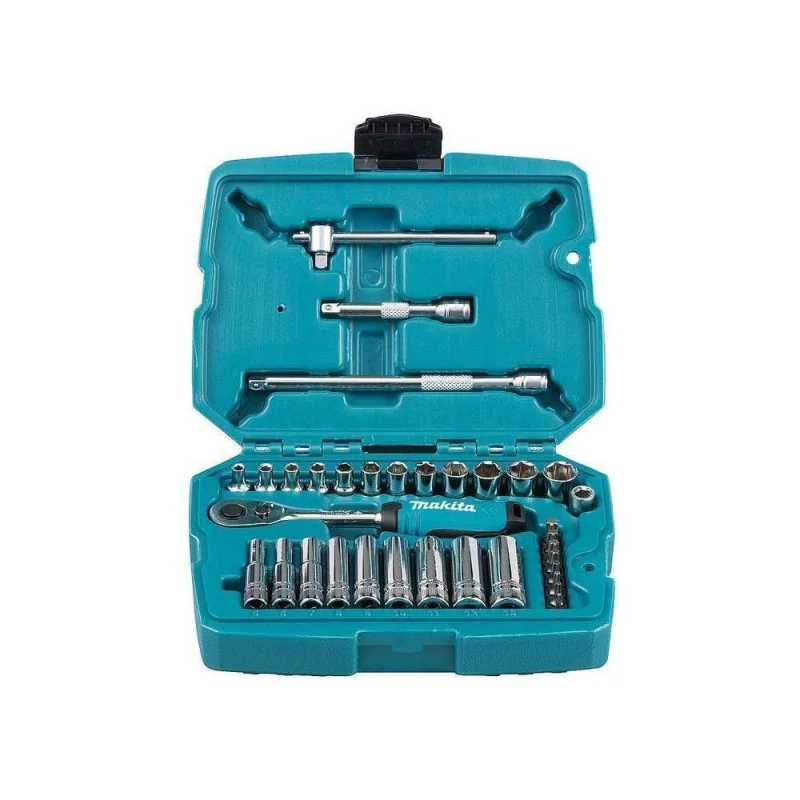 Jgo.Dados Hex. Milimetrico Sq 1/4" 34Pz C/Acc. B-65567 Makita