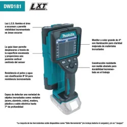 Escaner Detector Materiales 18V Lxt Hasta 180Mm Dwd181Zj Makita