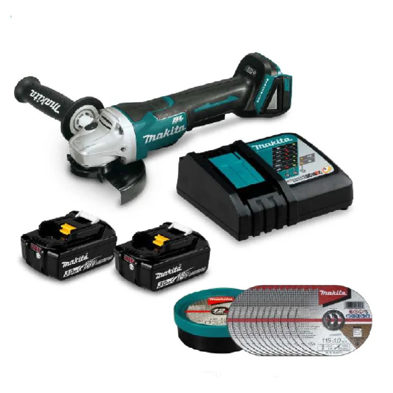 Kit Esmeril Ang. 4-1/2" / 2 Bat.3Ah+Carg. Bl/Xpt/A Dga458Rfe-1 Makita