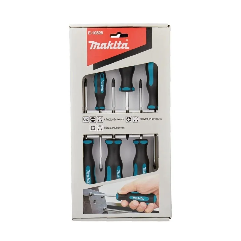 Set Destornilladores 6Pzs (Sl 2Pcs.+Ph 2Pcs.+Pz 2P E-10528 Makita