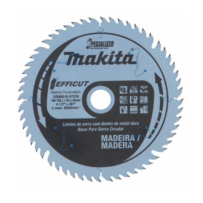 Disco Sierra 6-1/2" (165 X 20Mm X 56Dte) 1.45 Made B-57370 Makita