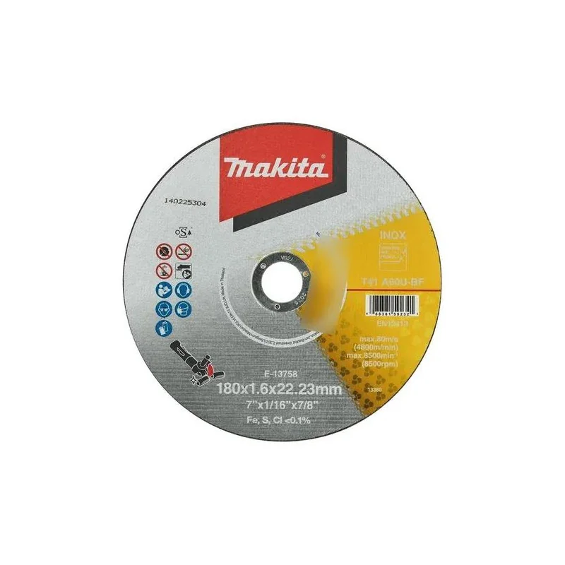 Disco Corte Acero Inox. 7" ( 180X 1,6 X 22,23 ) C. E-13758 Makita