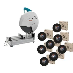 Tronzadora 2414NBE + 200 Unidades Disco Corte Metal 14" (355 X 3.0 X 25.4) A36 Tiset E-10540-25-3 Makita