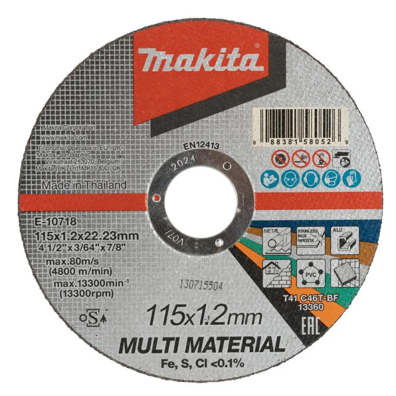 Disco Corte Multimaterial 4-1/2" (115 X 1,2 X 22,2 E-10718 Makita