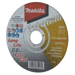 Disco Corte Acero Inox. 4-1/2" (Z60T 115x0.8x22.2 E-22947 Makita