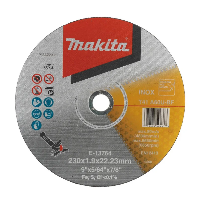 Disco Corte Acero Inox. 9" ( 230 X 1,6 X 22,23 ) C E-13764 Makita