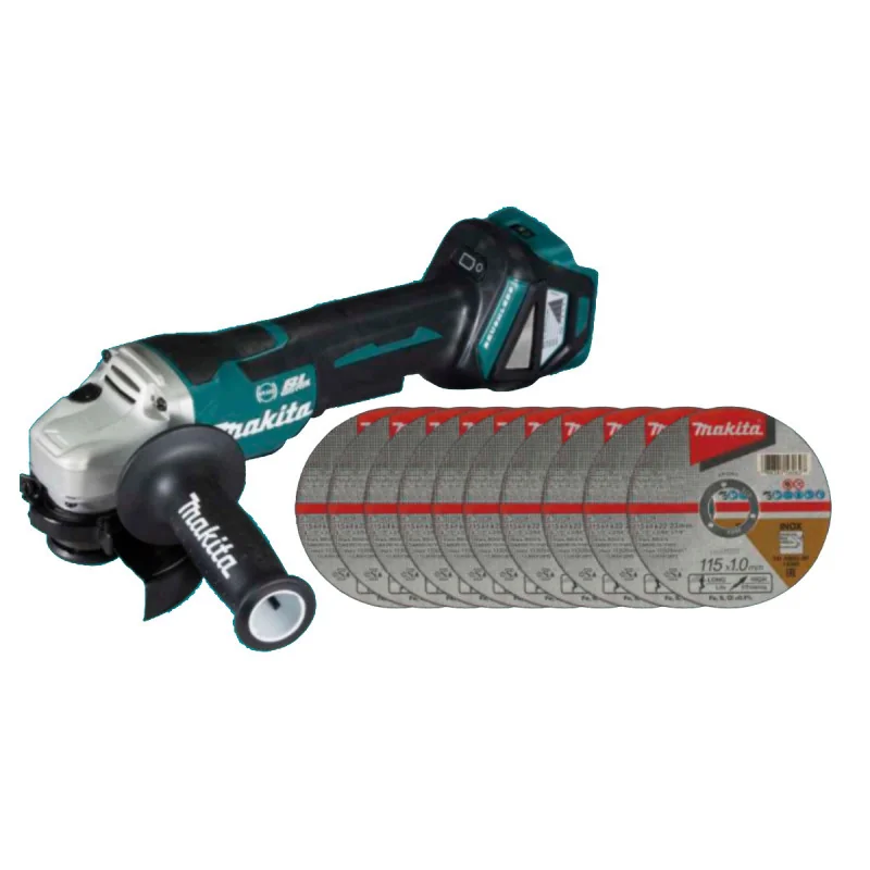 Esmeril Angular 4-1/2" (115Mm) 18V Lxt 3.000-8.500 + 10 Discos Dga467Z-1 Makita
